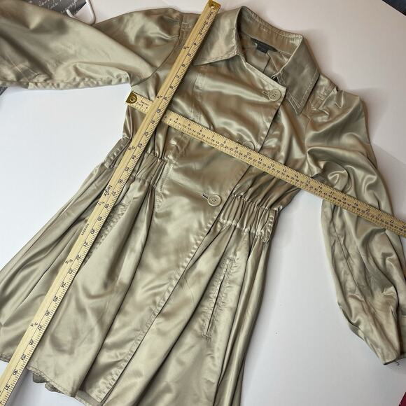 Armani Exchange Trench Dress XS Beige Tan Waist Cinch Preppy Old Money Classy - Picture 4 of 7